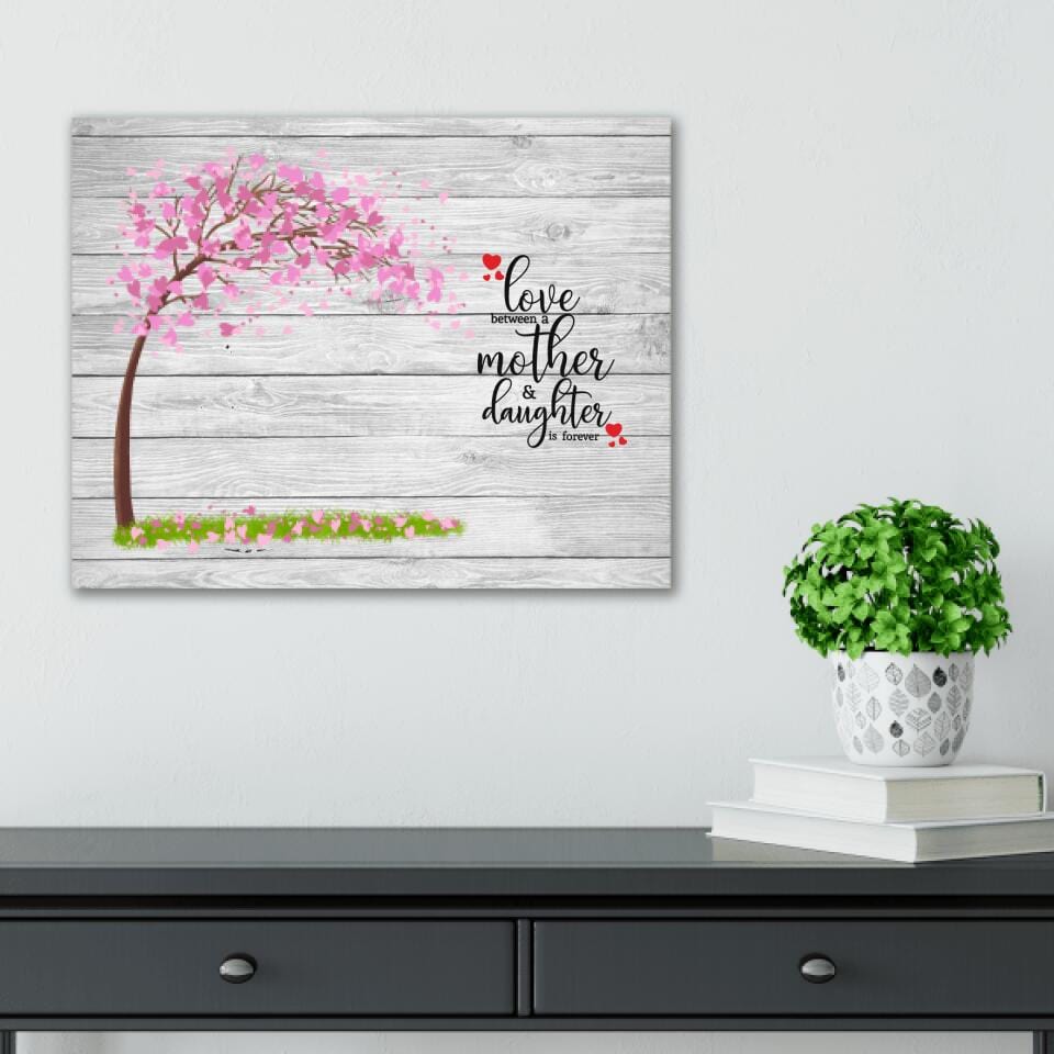 Love Between A Mother & Daughter Pink Tree Canvas Print